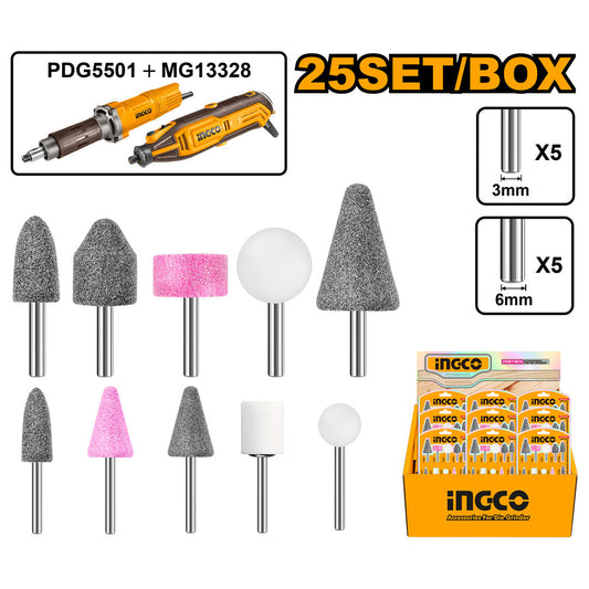 INGCO JEU DE 10 MEULES SUR TIGE PDG4003 PDG5501 [AKB1001]
