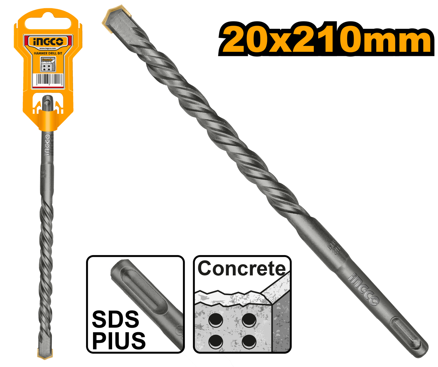 INGCO FORET 20X210MM,SDS PLUS [DBH1212001]
