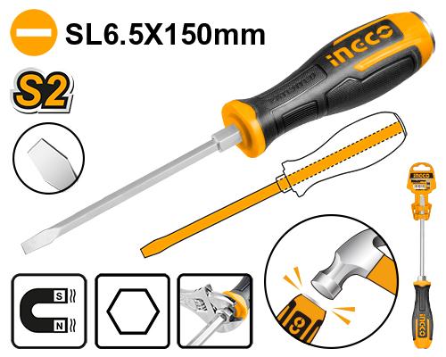 INGCO TOURNEVIS A ZONE DE FRAPPE VIS A FENTE 6.5*150 MM [HGTS686150]