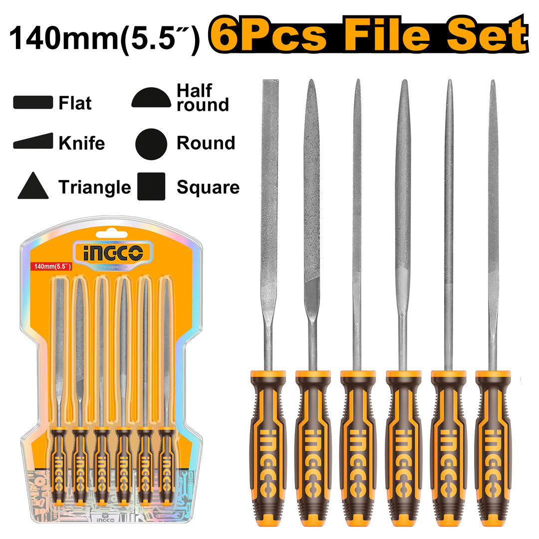 INGCO SET DE 6 LIMES ACIER 140MM [HKTF63]