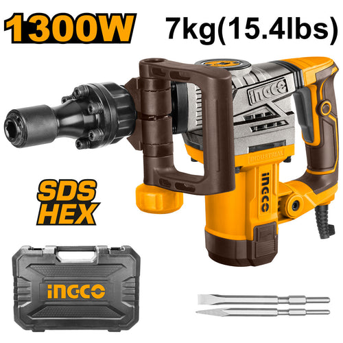 INGCO MARTEAU BURINEUR 6KG 1300W + 2 BURINS [PDB130018]