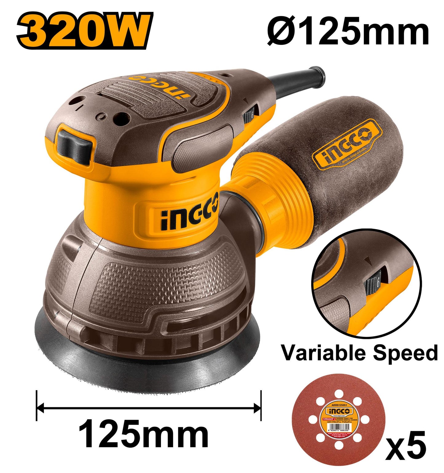 INGCO PONCEUSE ORBITALE 320W NR [RS3216]