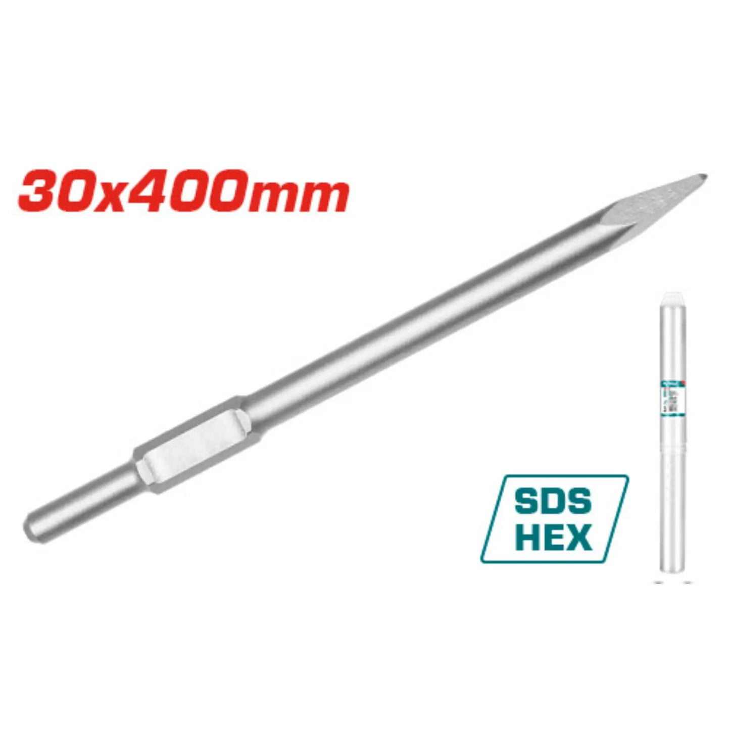 BURIN POINTU HEX POUR MARTEAU DE D�MOLITION TOTAL [TAC1531301] (COMPATIBLE POUR TH215456,TH217506)