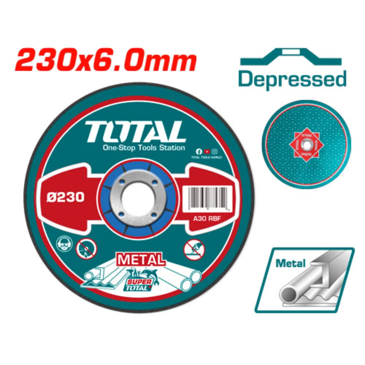 DISQUE A METAUX ABRASIF 230MM (9)X6.0MM (1/4)X22.2MM (7/8) TOTAL [TAC2232301]