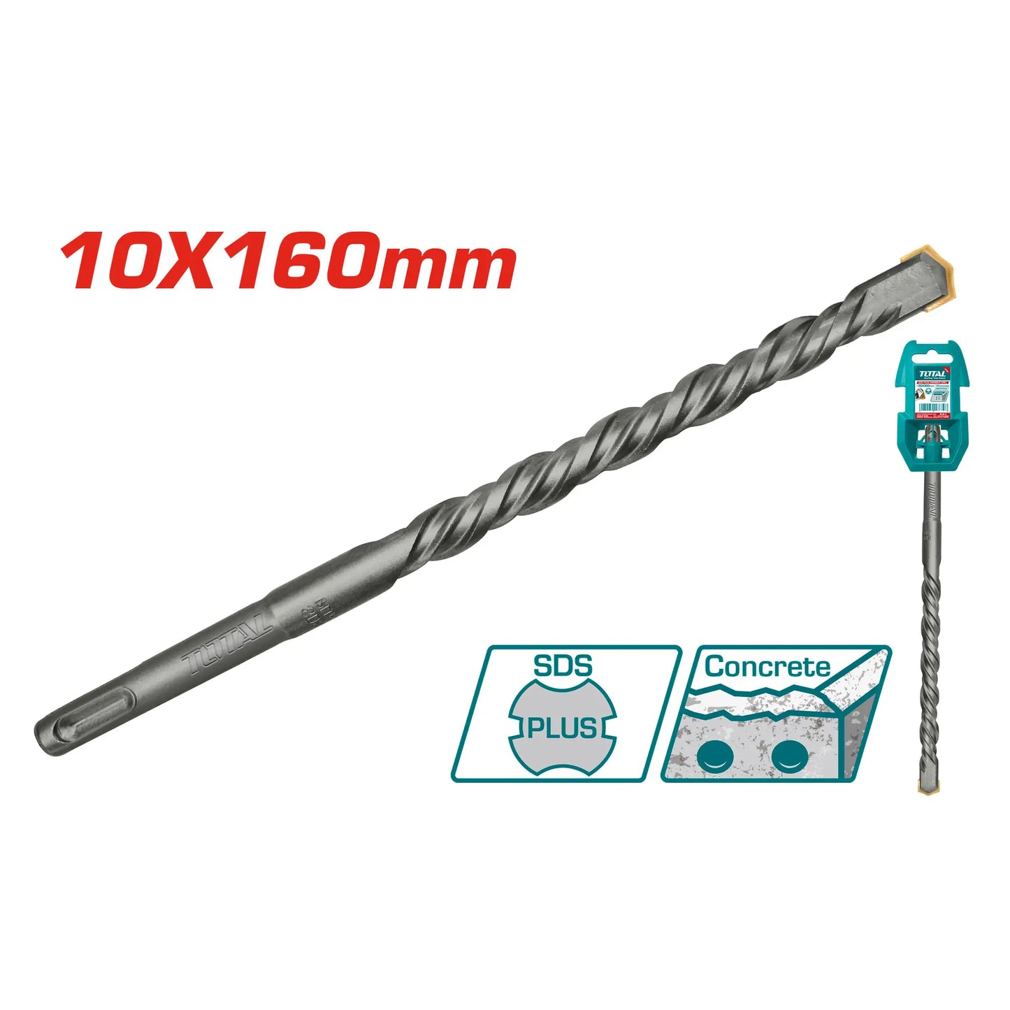 SDS PLUS POUR PERCEUSE A PERCUSSION 10X160MM TOTAL [TAC311002]
