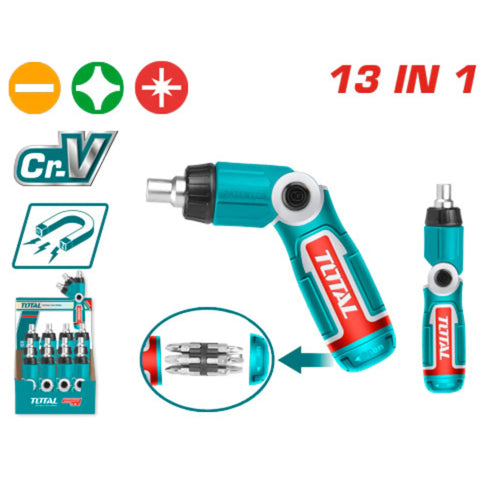 JEU DE TOURNEVIS A CLIQUET 13 EN 1 TOTAL [TACSD30136]