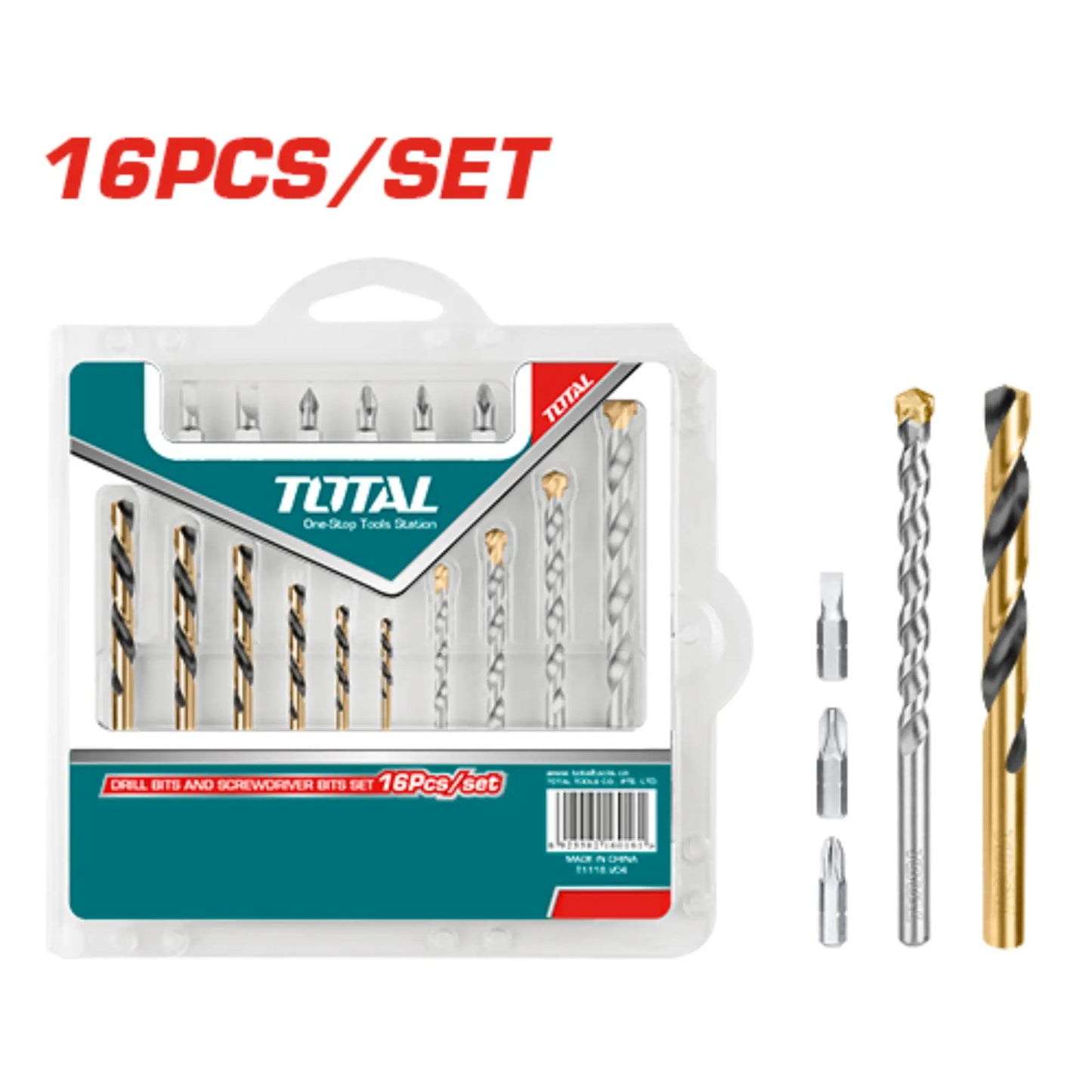 ENSEMBLE DE 16PCS FORETS ET EMBAUTS DE TOURNEVIS TOTAL [TACSD3165]