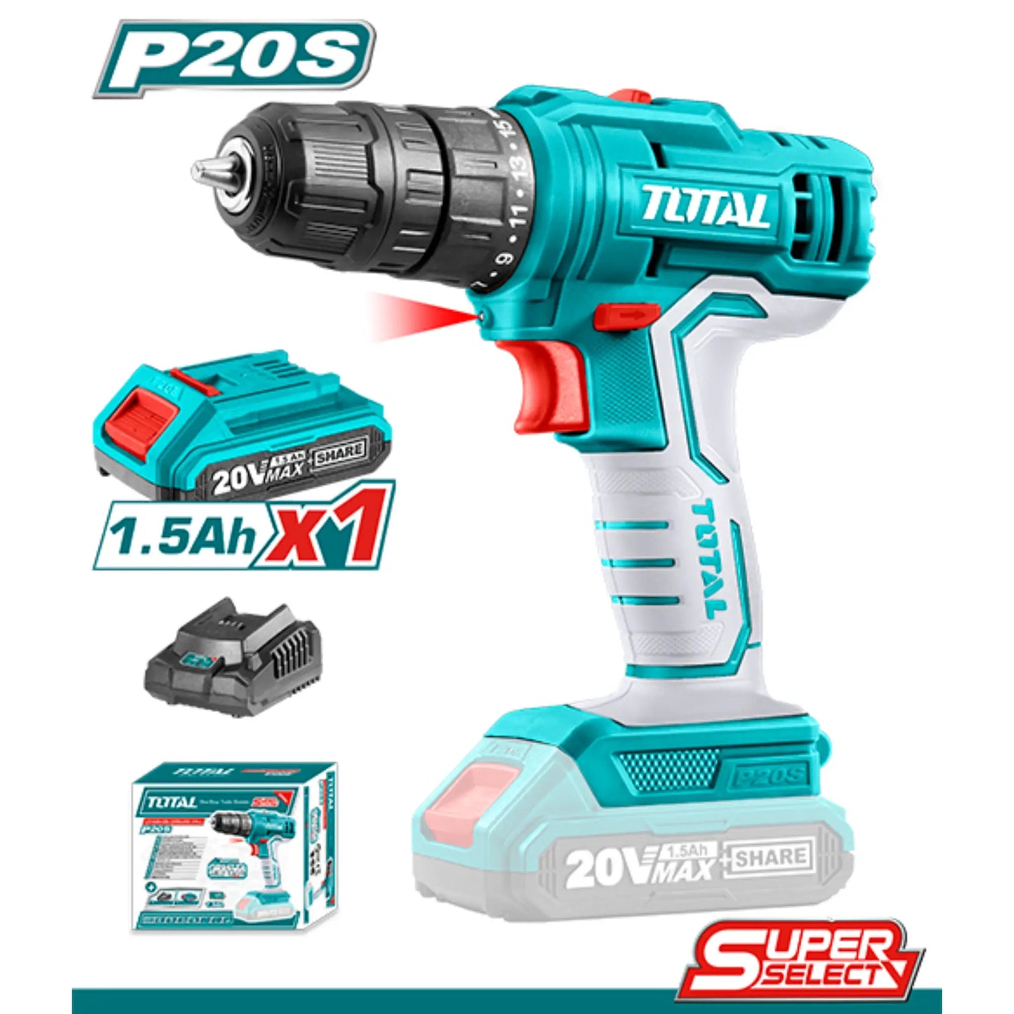 PERCEUSE VISSEUSE SANS FIL AU LITHIUM-ION 20V TOTAL [TDLI20011]