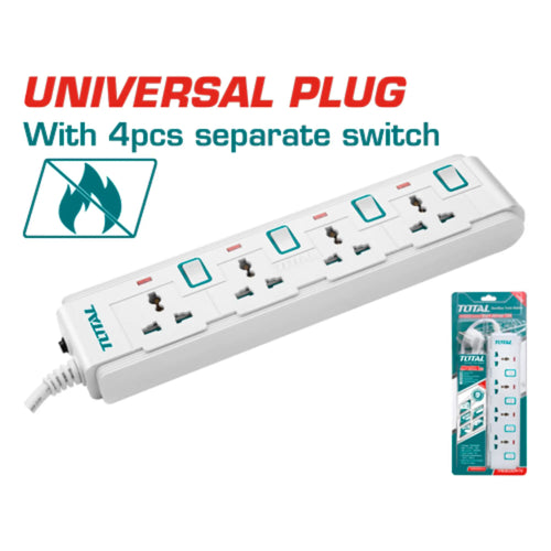 RALLONGE ELECTRIQUE MULTIPRISE 4 VOIES 13A TOTAL [THES03041V]