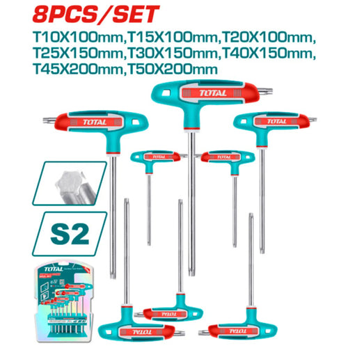 JEU DE 8 CLES HEXAGONALES A POIGNEE EN T TOTAL [THHW80836]