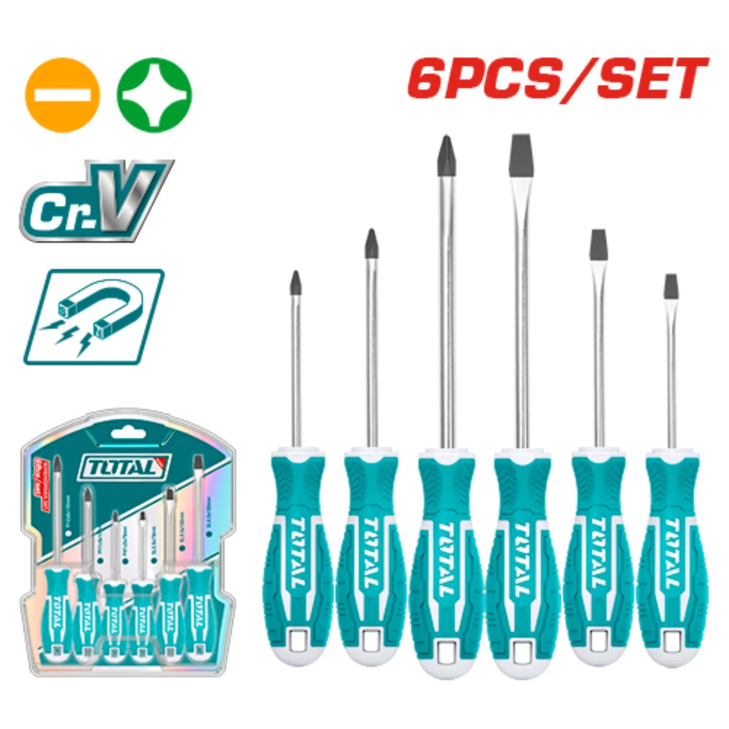ENSEMBLE DE 6 TOURNEVIS HAUTE PERFORMANCE TOTAL [THT250606]