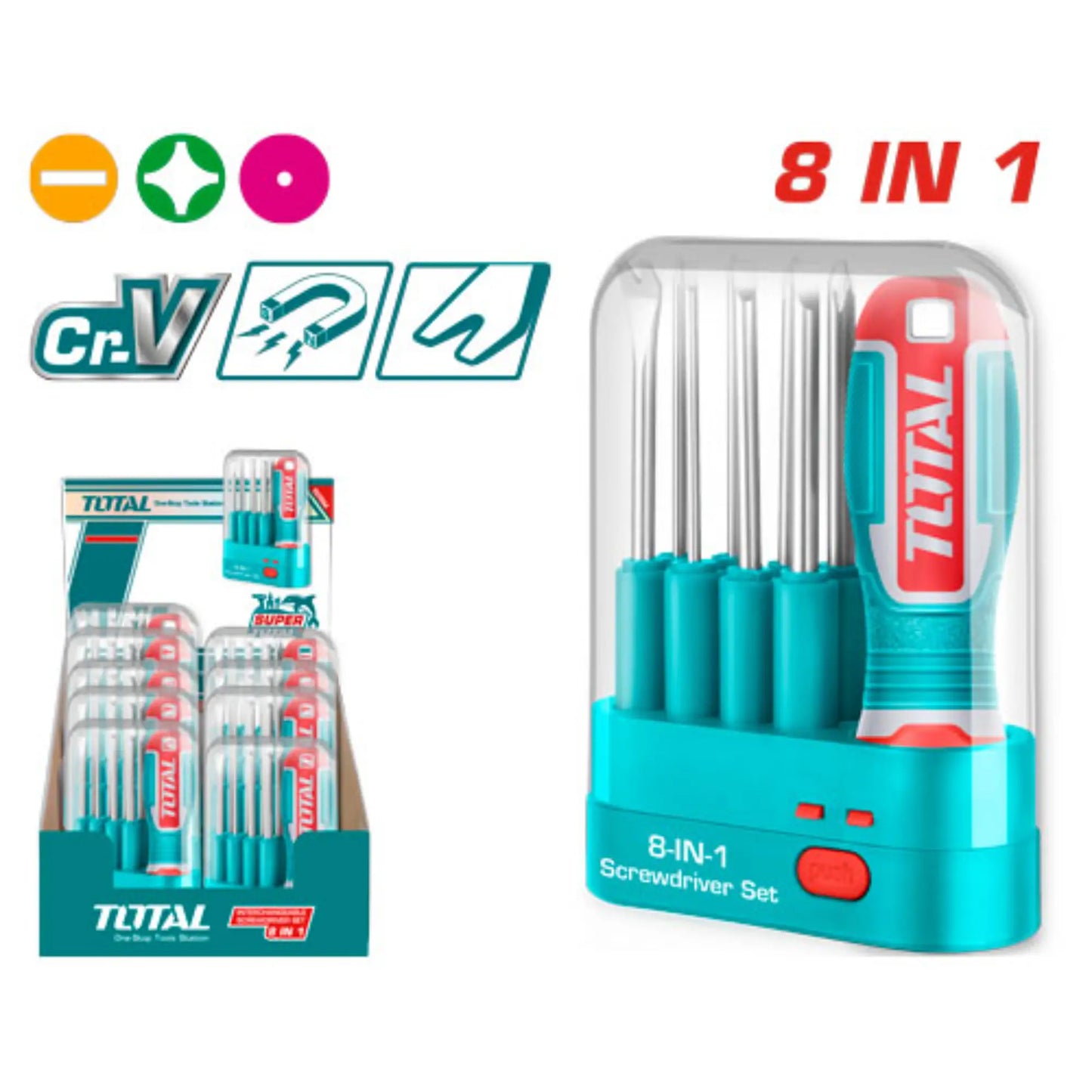 JEU DE 9 TOURNEVIS INTERCHANGEABLES TOTAL [THT250906]