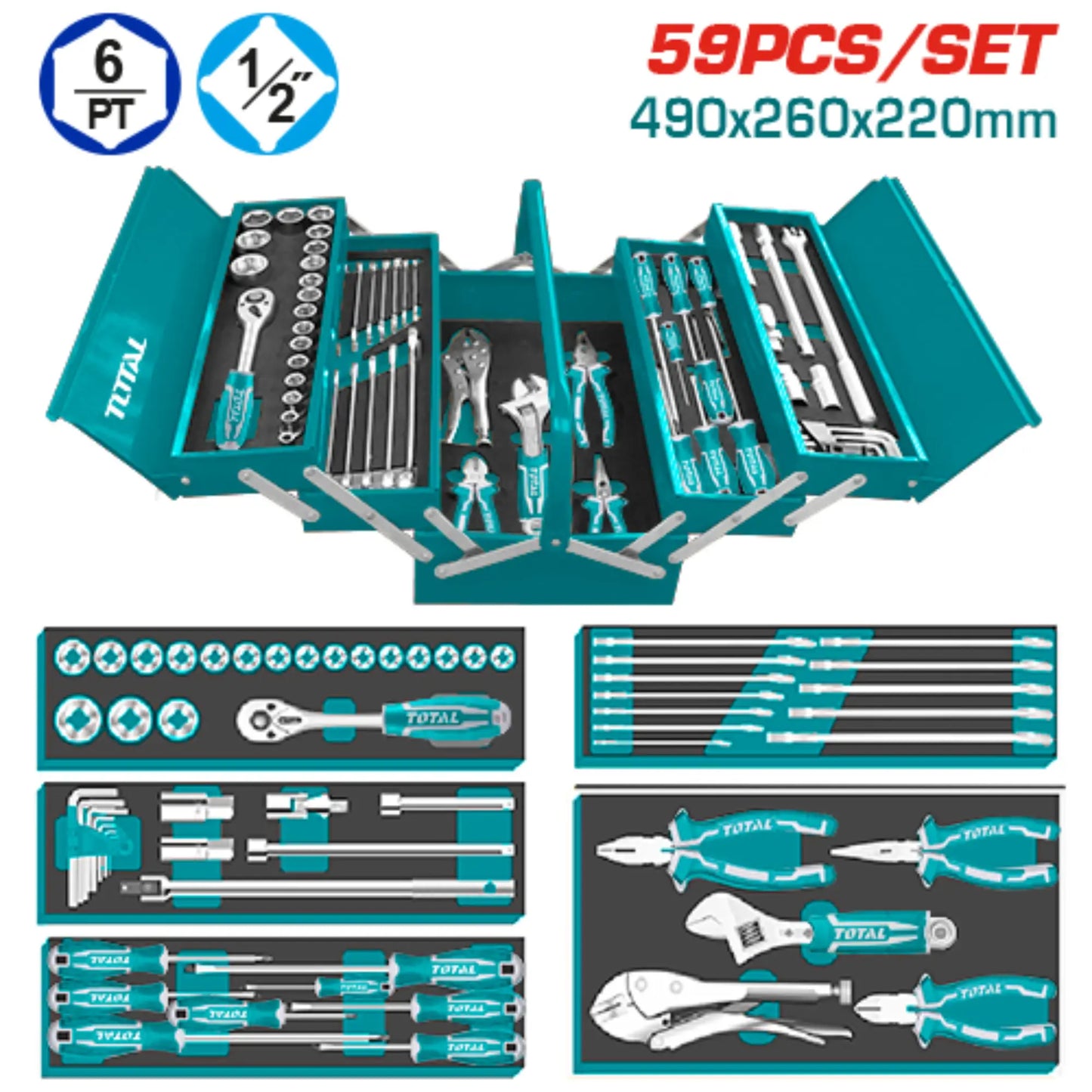 COFFRET A OUTILS 59 PIECES TOTAL [THTCS12591]