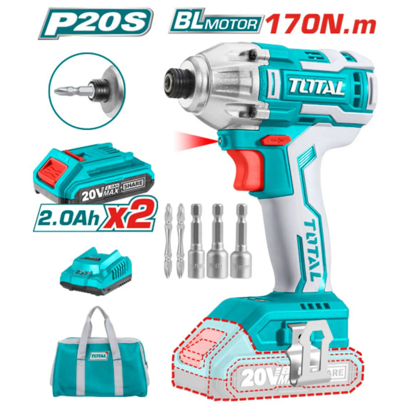 CLE A CHOCS AU LITHIUM-ION 20V TOTAL [TIRLI2002]