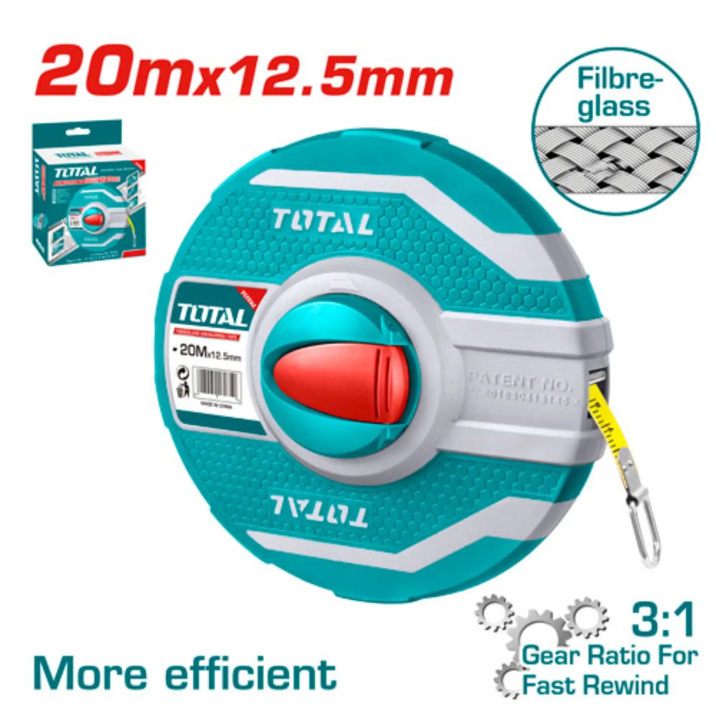 RUBAN A MESURER EN FIBRE DE VERRE  20M*12,5MM [TMTF12206]