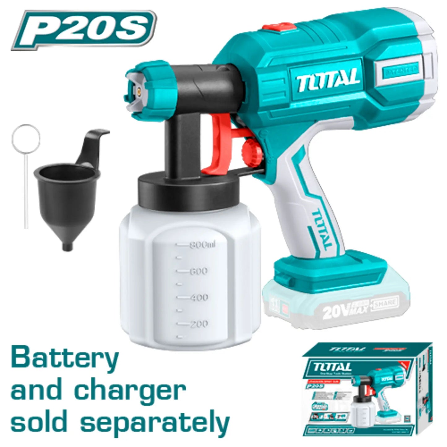 PISTOLET A PEINTURE AU LITHIUM-ION 20V TOTAL [TSGLI2001]