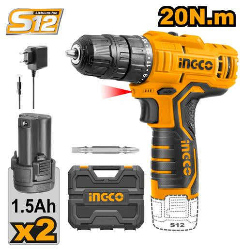 INGCO MALETTE VISSEUSE SANS FIL 12V 2 BATTERIES 20NM [CDLI12208]